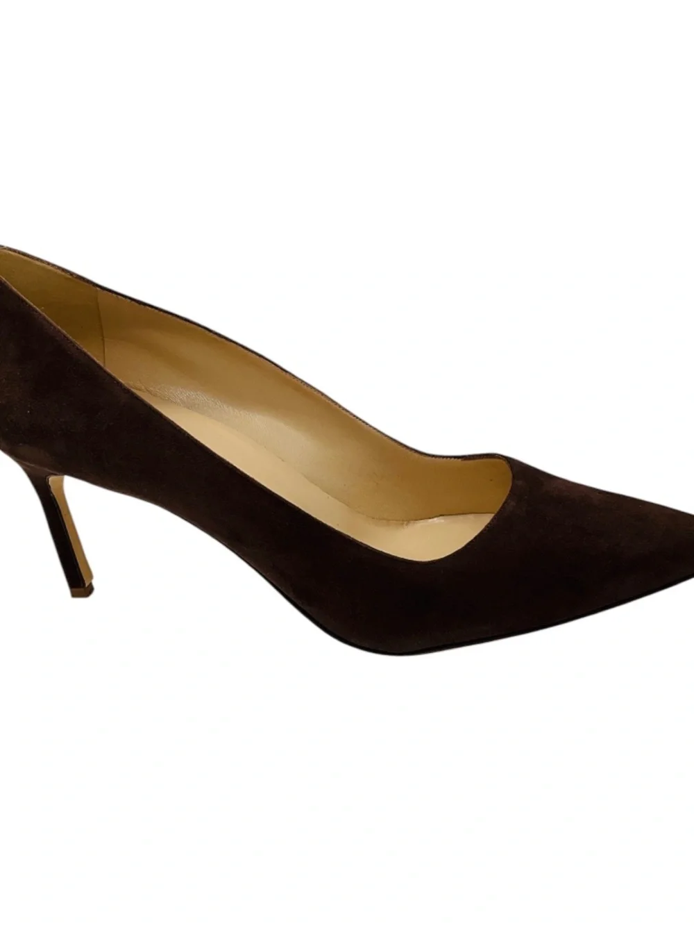 MANOLO BLAHNIK BROWN POINTED TOE SUEDE LEATHER PUMPS
